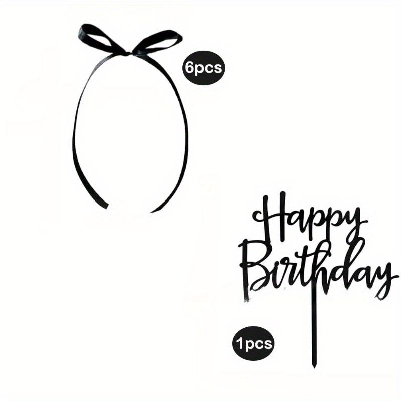 

Топпер для торта в виде банта, ленточный топпер для торта с надписью «С днем рождения», вечеринка в стиле кокетки, черный винтажный топпер для торта для торта в форме сердца, винтажный торт чёрный