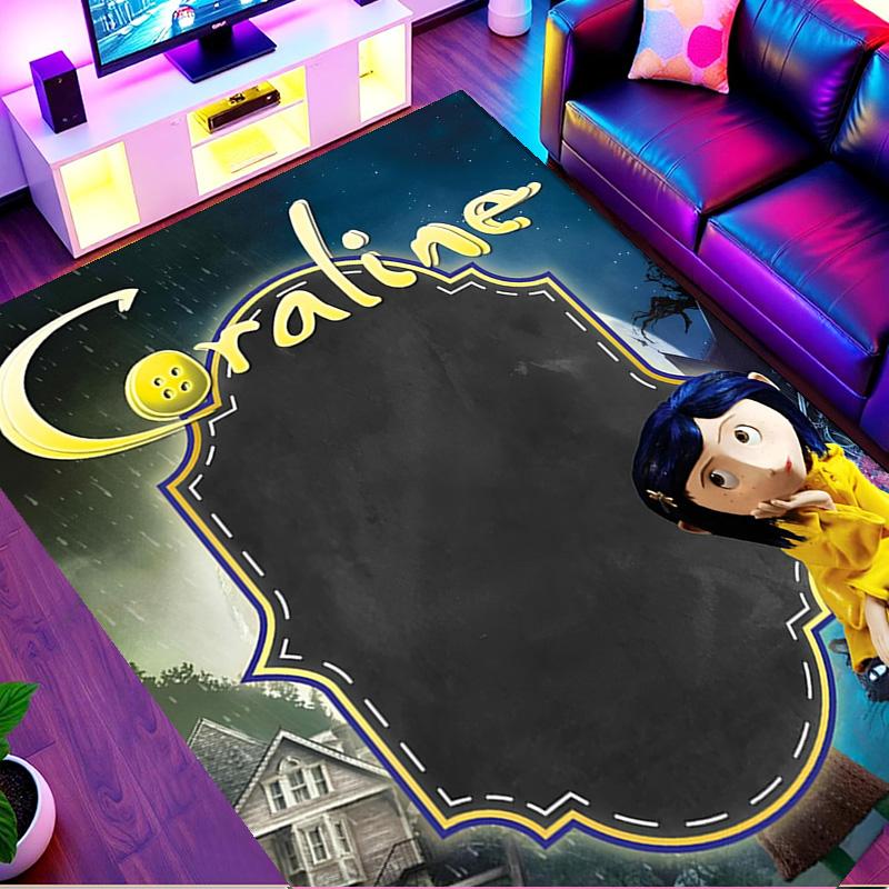 Coraline Print Rug, Washable Floor Carpet, For Entryway Dorm Laundry Room Office Study, Home Decor Birthday Christmas Gift