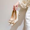 Beige Women pointed tip Single Shoes New Spring Autumn Soft Leather Not Wear Foot French Gentle With Skirt Thin High Heel Shoes
