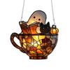 Halloween Reading Ghost Suncatcher Decoration Hanging Chair Cartoon Ghost Stained Glass 2D Flat Acrylic Wall Window Hanging Sign Ornament