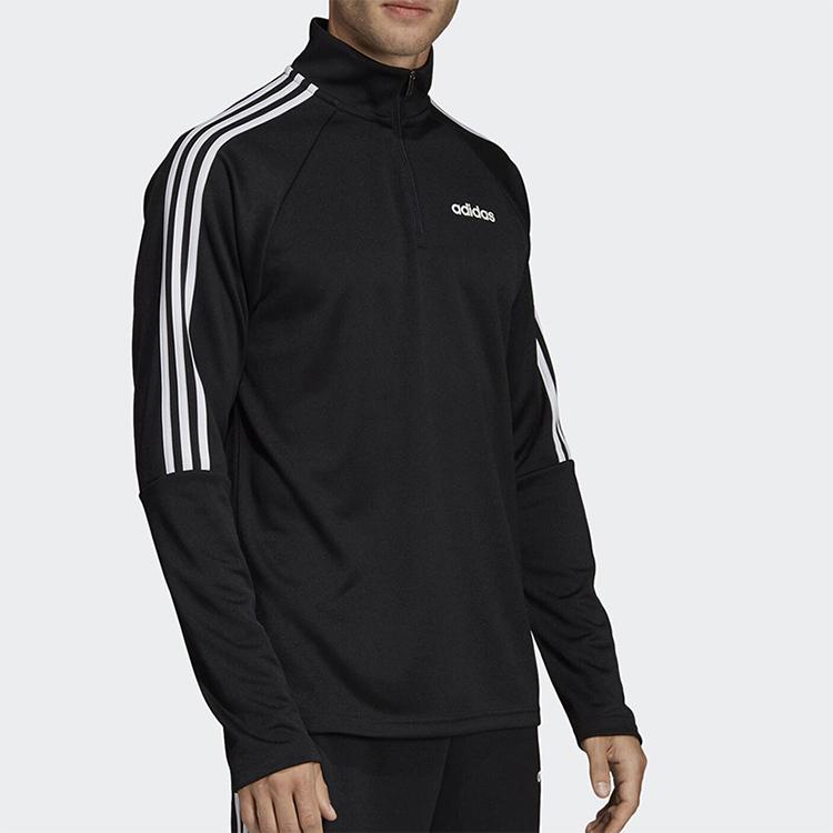 Adidas Casual Stand Collar Striped Sweatshirt Men Tops Black DY3145