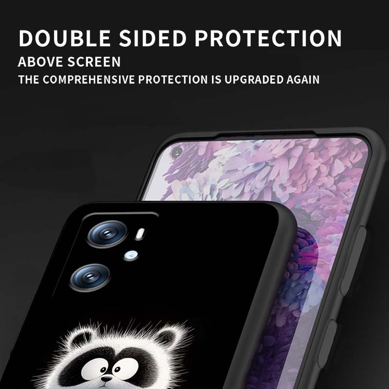 Anime cartoon cat illustration For OPPO Reno 5 6 7 A96 A40 A58 Realme GT A74 A78 Neo2 A74 A78 Find X5 X3 X7 X8 Black Phone Case