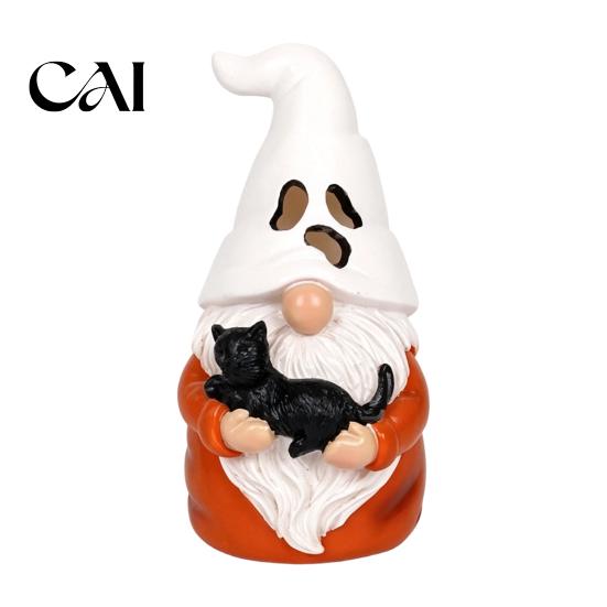 Durable Resin Craft Ornaments Halloween Decoration, Skull Ghost Mouth Gnome Figurine for Home Decorations For Table Tiered Tray, Cute Spooky