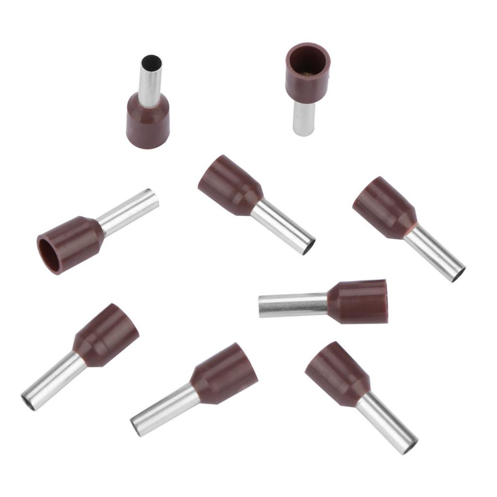 500pcs Set E2508 Cold Pressed Terminal Tubes Insulated Terminals Cable Connector(brown)