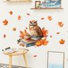 Autumn Maple Leaf Owl Wall Sticker - Creative, Decorative & Removable