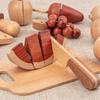 Wooden Play Food Set with Fruits and Vegetables, Natural Simulated Colors for Cooking Roleplay