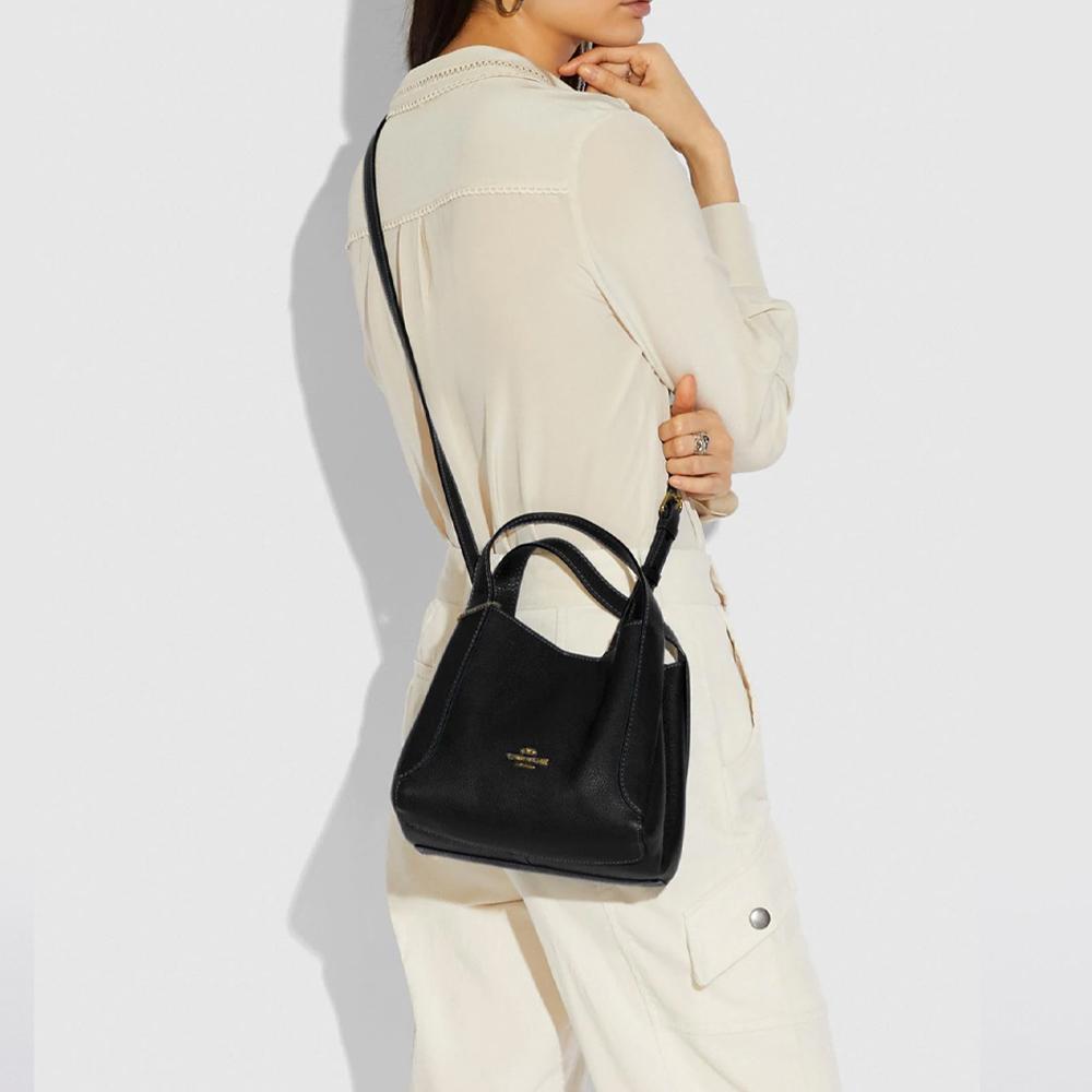 Coach Hadley Removable Shoulder Strap Polished Pebble Leather Basket Tote Bag Women Tote Black 78800-GDBLK