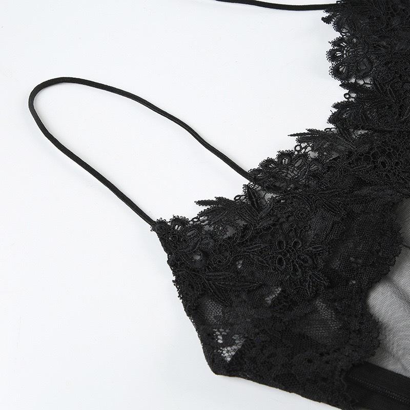 Rochie mini bodycon elegantă cu bretele, cu dantelă plasă și decolteu în V