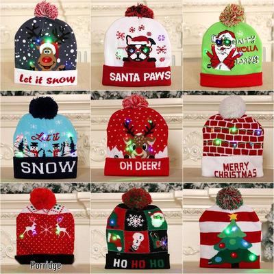 Lichtgevende Gebreide Kerstmuts voor Volwassenen & Kinderen - Kleurrijk Wollen Design