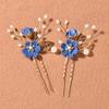 Romantic Bride Hair Jewelry Crystal Crown Wedding Blue White Bridal Clips Flower Hair Pin Hair Combs
