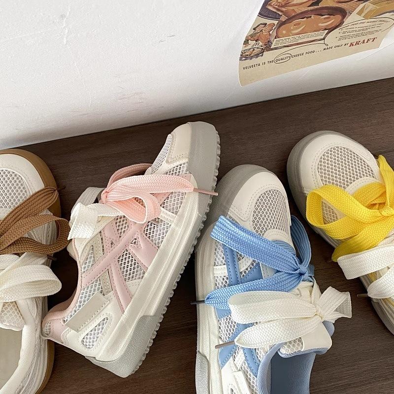 Niche design thin sports board shoes summer new transparent net little white shoes women