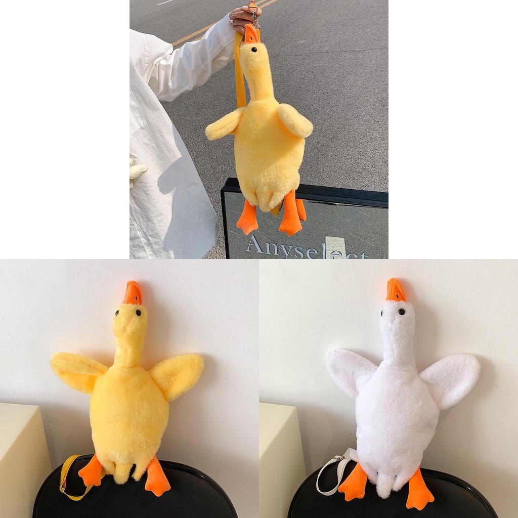 Borsa a Spalla a Forma di Anatra Cartone Animato Peluche con Chiusura a Zip per Uso Quotidiano Casual