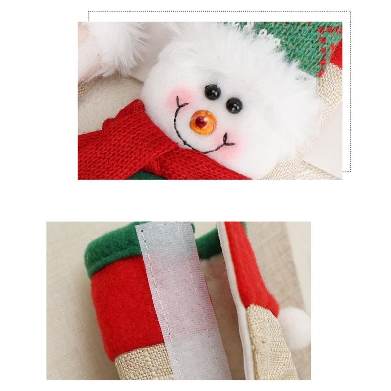 Santa Theme Refrigerator Pull Sleeves for Christmas, Polyester Fridge Grip Pair with Elastic Opening for Kitchen and Office Display