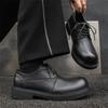 Big head leather shoes thick sole soft surface low-top shoes retro handmade round head casual derby shoes versatile small black shoes 9313-J