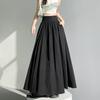 Kumikumi Minimalist Easiest for Match High Waist Pleated Skirt Women's Clothing Autumn Slimming Drape Younger Wide Hem Long Skirt