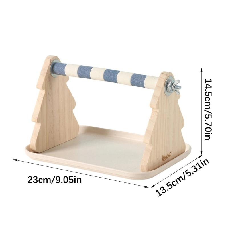 Solid Wood Parrots Resting Perch Sanded Surfaces Design Trimming Stand For Nail Beak Trimming And Interaction Activity Toy