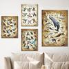 Abstrakt HD-tryck Fjäril Groda Fåglar Haj Marina Djur Collage Poster Canvas Målning Vintage Väggkonst För Barn Sovrum Heminredning