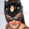 Masque de Chat en Cuir 4 Pièces Accessoire de Costume d'Halloween Fête Cosplay pour Femmes