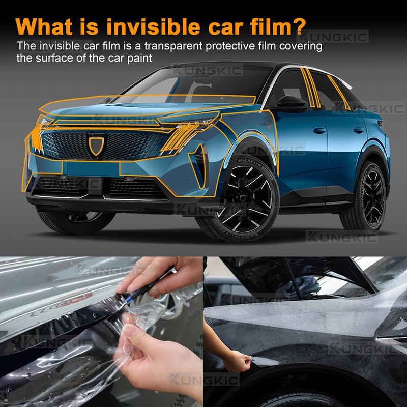 Dla PEUGEOT 3008 2024 2025 Samochodowe Reflektory Lusterka Wsteczne Słupki B C Folia Ochronna Przeciwzarysowaniom Przezroczysta Dymiona Naklejka TPU PPF