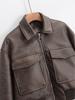 Women's 2025 Autumn Stylish Faux Leather Pilot Jacket with Large Pocket Detail