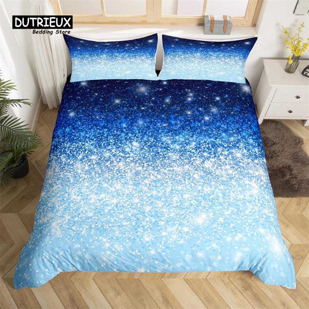 Colorful Glitter Duvet Cover Magical Fantasy Bedding Set Microfiber Fairy Dreamy Gradient Comforter Cover King For Boys Girls