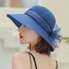 Elegant Organza Flower Bucket Hat for Women - Fashionable Sun Protection, Breathable Polyester, Perfect for Spring & Summer