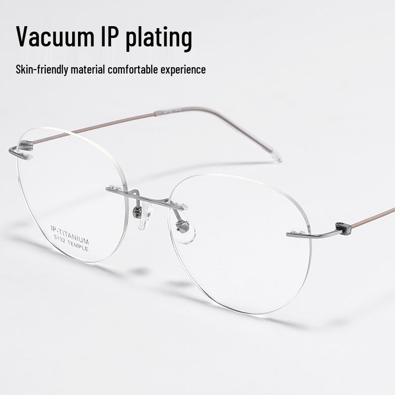Bestfen S132 Ultralight Pure Titanium Rimless Eyeglass Frame, Compatible with Prescription Lenses.
