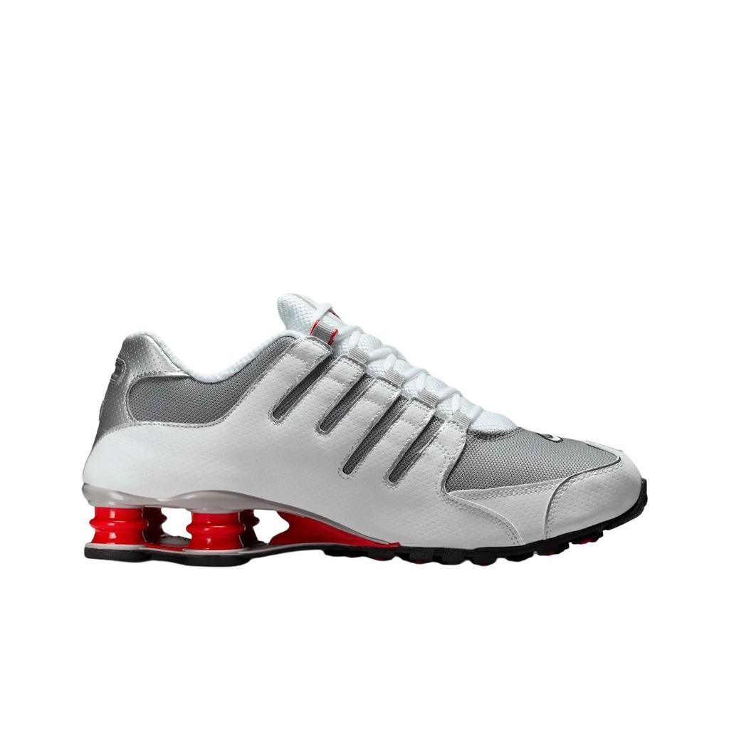 Nike Scarpe da Ginnastica Shox NZ Unisex Bianco Rosso Universitario-Nero-Argento Metallico 378341-104
