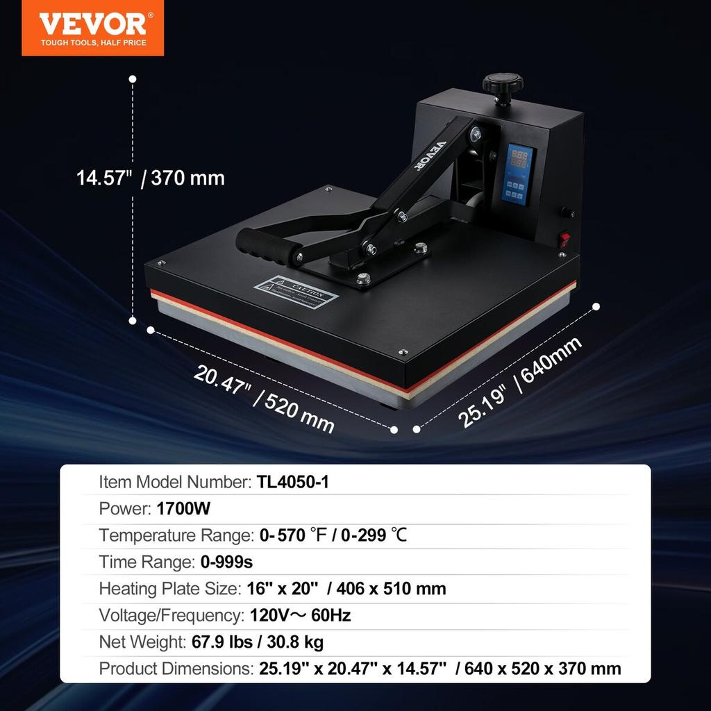 Heat Press Machine 16 X 20 In Sublimation Printer Transfer for DIY T-shirt