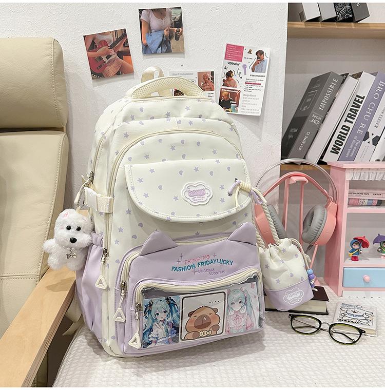 Schoolbag Japanese Ins Cute College Style Make-up Bag Female High-value Primary and Secondary School Students Grades 1-1 Two-piece Backpack