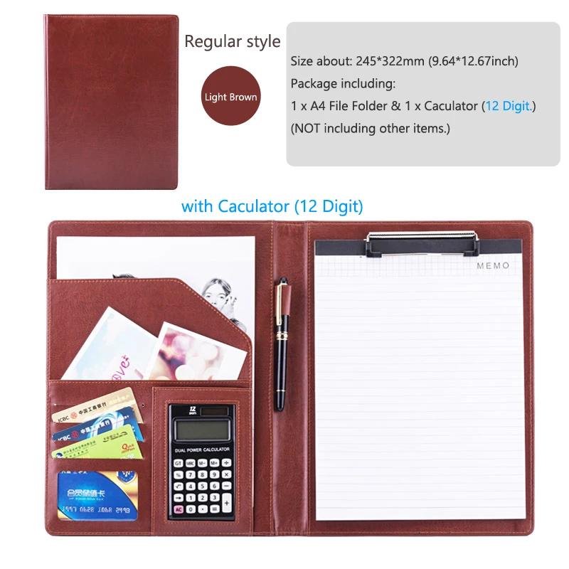 A4 Padfolio Man PU Padfolio File Folder Portfolio Business Document Holder Metal Clipboard Pad Document Organizer Holder Office