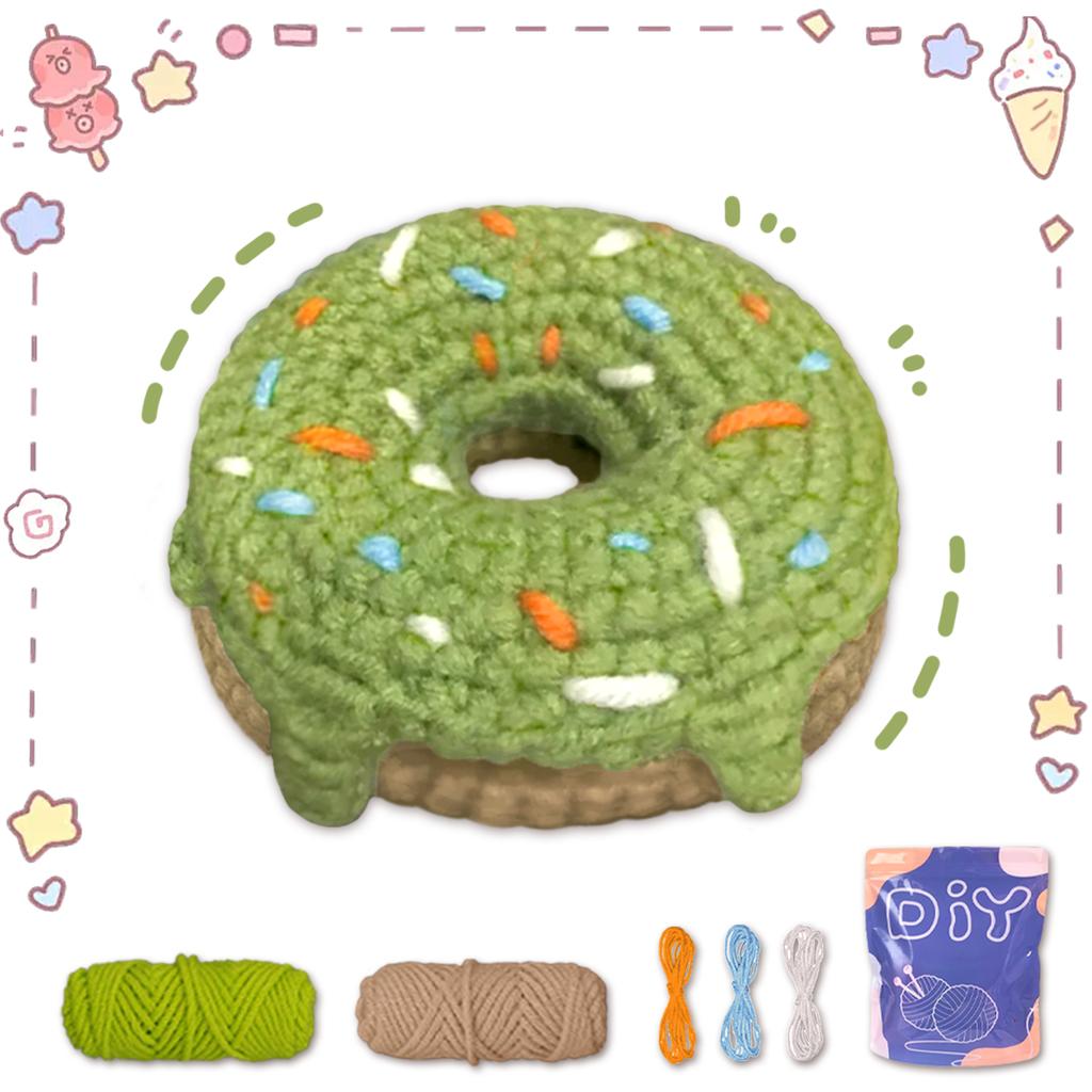 YAMAXIN Donut Theme Crochet Kit for Beginners - DIY Craft Tool Set Easy Knitting Arts And Crafts Project