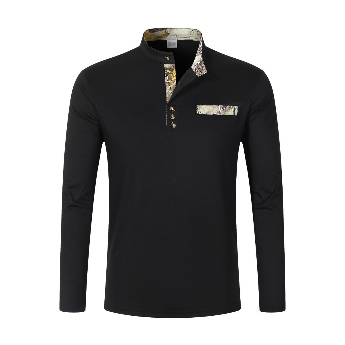 

Мужская весенне-осенняя рубашка с воротником-стойкой, повседневная спортивная рубашка хенли с длинным рукавом S