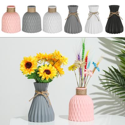 Hot Home Decoration Modern Rattan-like Simplicity Basket Arrangement Plastic Vases Anti-ceramic Flower Vase