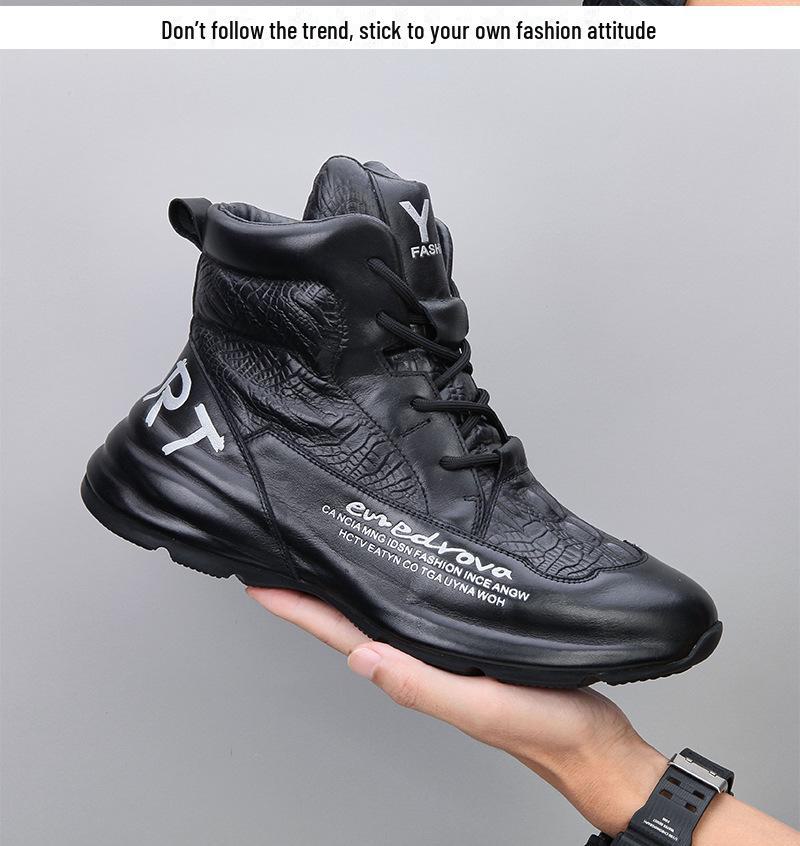 2021 European Autumn/Winter Trendy Men's Cowhide Platform Dad Shoes