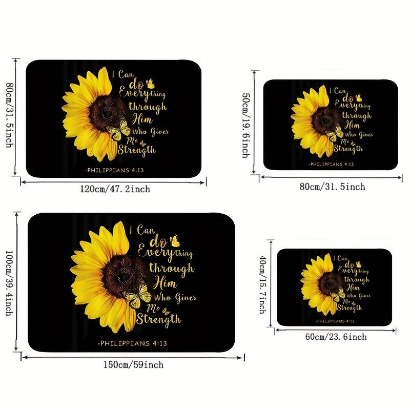 Sunflower Quote Inspirational Doormat, Non-Slip Rectangle Floor Mat for Entrance, Polyester Welcome Mat for Home Decor