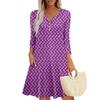 Women's Summer Dress Loose V Neck Three-quarter Sleeve Sundress With Pockets Dress