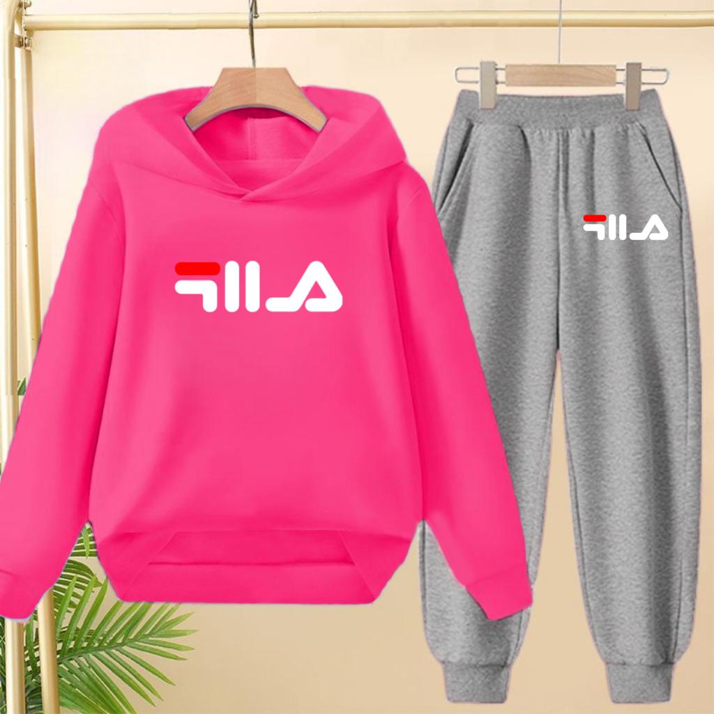 Children's Pullover Pink Coat Hoodie Sweatshirt Top + Pants Boys Girls Toddler 3-12Yrs Clothes Casual Sports Jogging Fashion Set