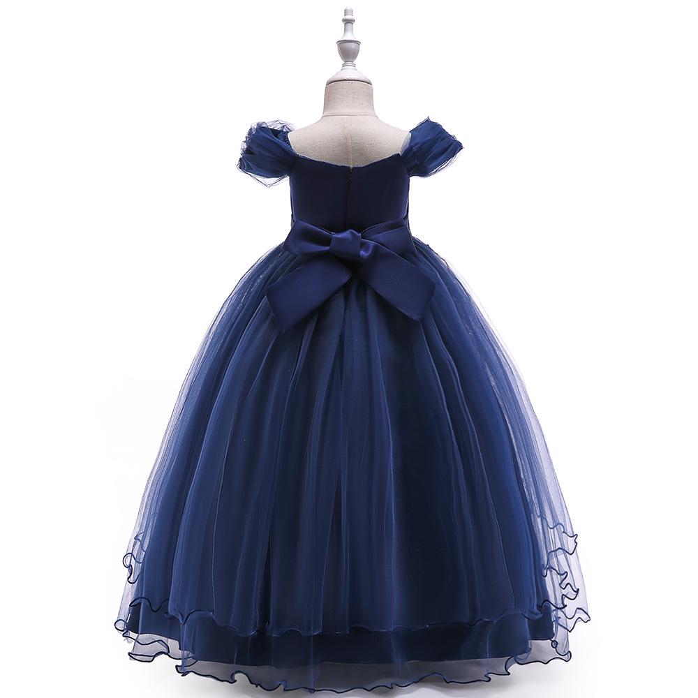 Children's Evening Dress Strapless Elegant Princess Dress Embroidery Flower Girl Wedding Applique Beaded Sequin Dress