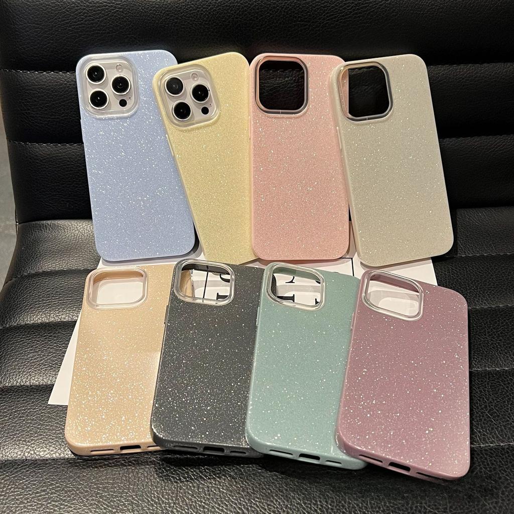Glitter Solid Color Phone Case for iPhone 15 14 13 Pro Max Sparkly Shockproof Cover