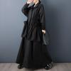 Übergroßer Vintage-Trenchcoat mit langen Ärmeln, schwarz, lässig, locker, für Herbst, Frühling, Winter, Oberbekleidung für Damen