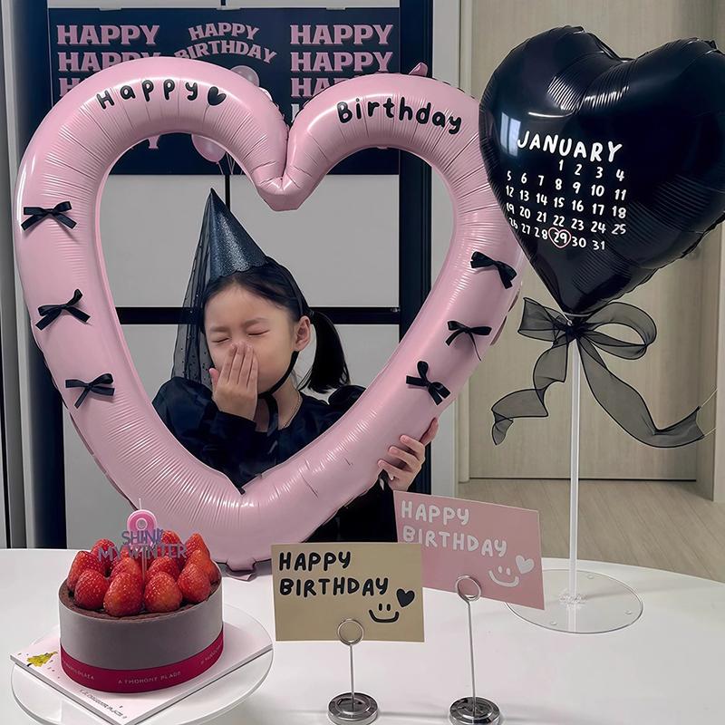 Bow Heart-shaped Balloon With Bow Sticker Girlfriend Birthday Party Decoration Props Wedding Decoration