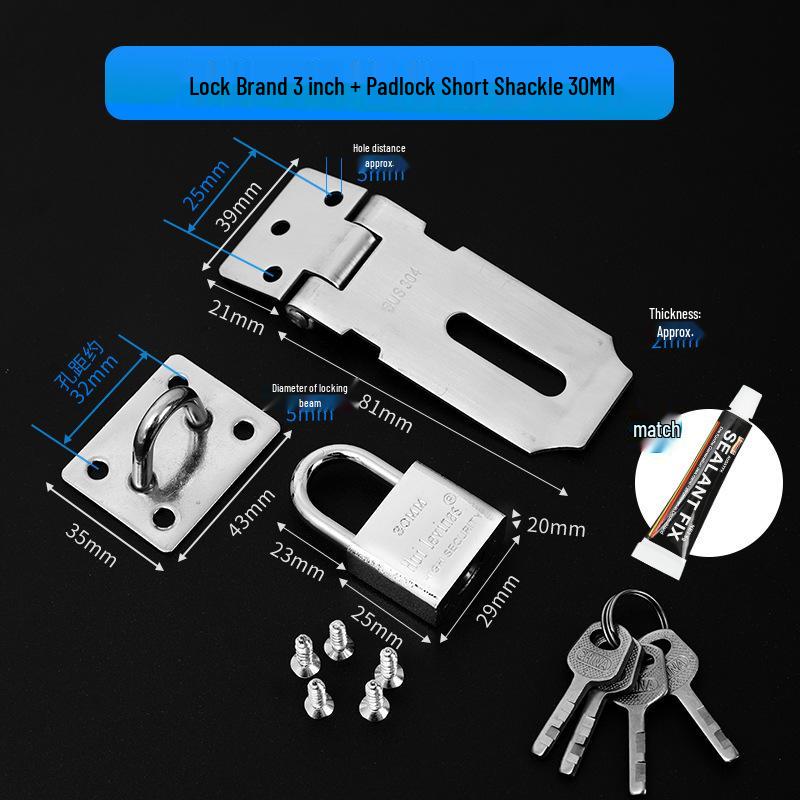 Lockable Thickened Hasp Latch for Cabinet, Drawer, or Wooden Door