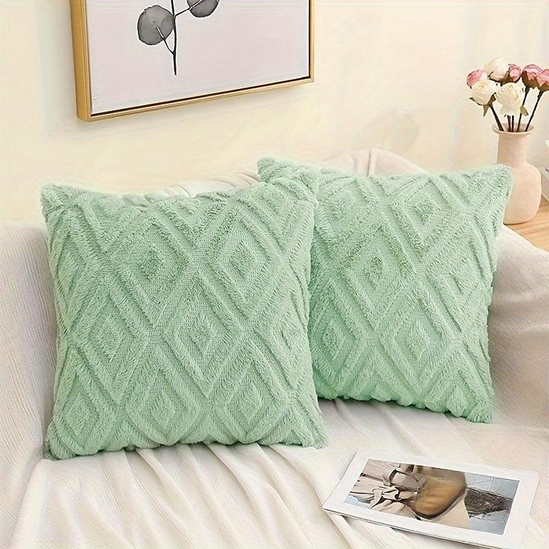 1pc Modern Simple Rhombus Jacquard Plush Throw Pillow Cover SofaPillow Nordic Style Office Waist Bedside Cushion Car ThrowPillow