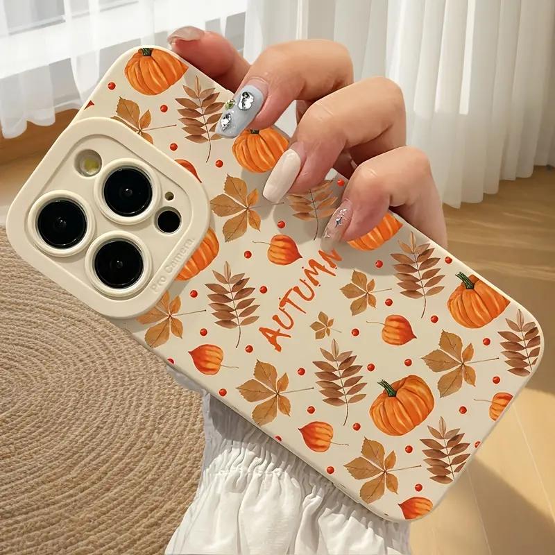 Herbst-Ahornblätter Kürbis-Muster Handyhülle für Samsung Galaxy S25 S24 S23 Ultra S22 S21 S20 Plus FE A54 A55 A35 A15 5G Hülle