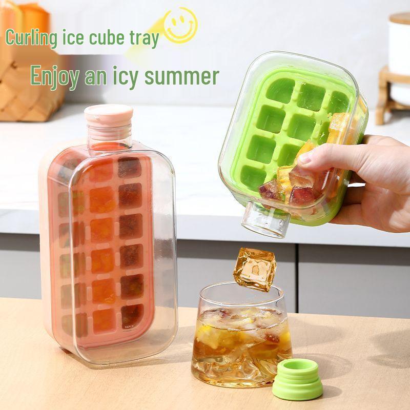 Press-Type Ice Cube Tray & Kettle: Food-Grade Mold for Household Ice Making.
