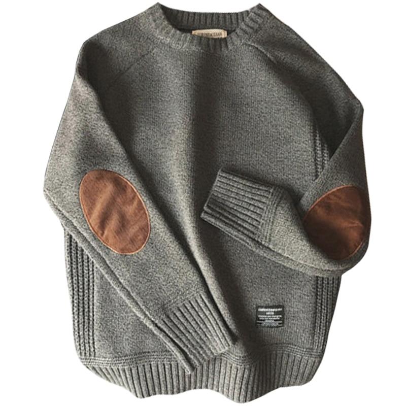 Herren Herbst und Winter Verdickter Pullover Gestrickter Patch Unterhemd