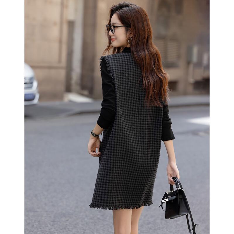 Demana Women's Wool Blend Plaid Vest Dress Set