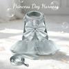 Bowknot Dog Harness Leash Set Shining Cat Puppy Birthday Dresses Pet Wedding Vest Harnesses With Lead For Small Medium Dogs Pink