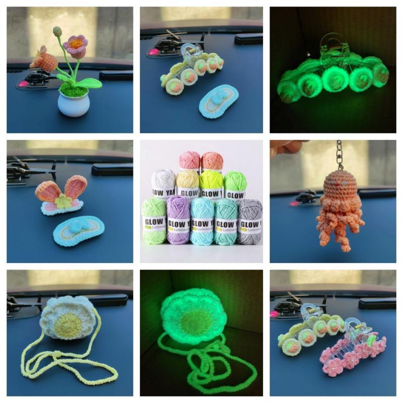 800m Funktionelles Garn Leuchtet im Dunkeln Polyester Leuchtendes Dickes Garn 2mm zum Handstricken Teppich Pullover Mütze Wollgarn